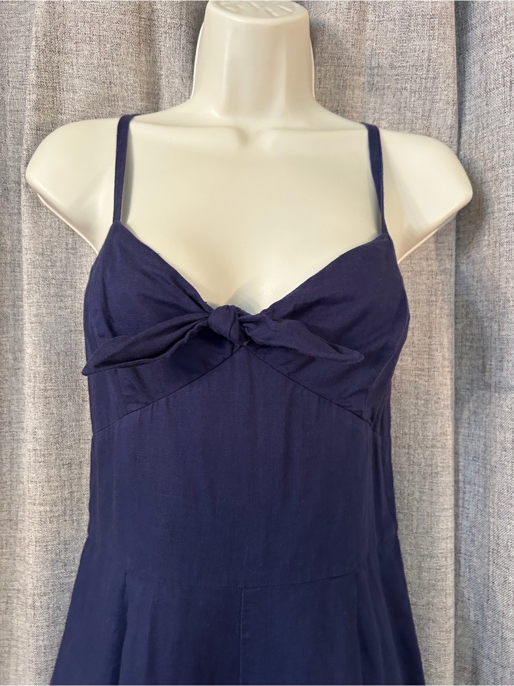 J.Crew Factory Navy Linen Blend Tie Front Wide Leg Jumpsuit
Size 2 - Picture 5 of 11